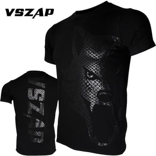 VSZAP MMA Sports Jersey Muay Thai Fitness Elasticity Tights Gym Tee Shirt Fighting Clothes Fighting T Shirt Men Homme S-4XL