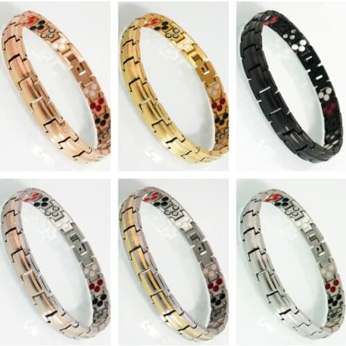 Male Therapeutic Magnetic Bracelets Female Rose Gold Stainless Steel Energy Health Care Golden Wristband Men&Women Jewelry Kpop