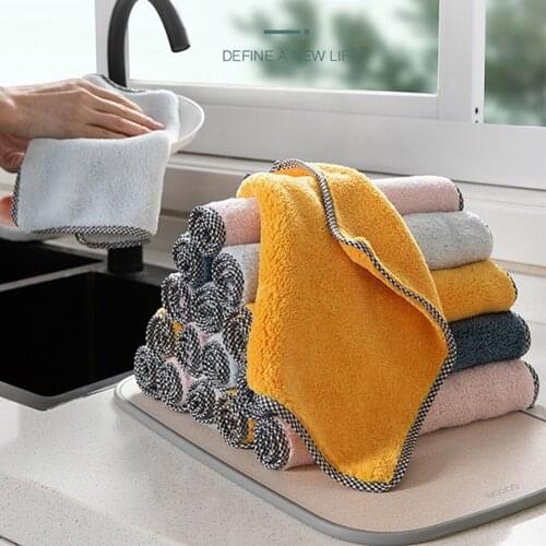 Kitchen Dish Cloth Super Absorbent Microfiber Thickened Tableware Household Cleaning Towel Tools Gadgets Kitchen Accessories