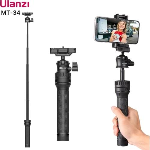 Ulanzi MT-34 81.5CM Extendable Tripod for Phone Camera DSLR 2 in 1 Tripod Selfie Stick With Phone Holder Ballhead 1/4'' Port