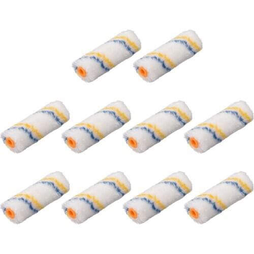 Uxcell Paint Roller Cover 4 Inch Cotton Brush for Wall Doors Edging and Line Striping on Small Area Painting Treatment 10pcs