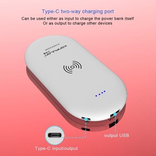 Power Bank 8000Mah Wireless Charger 2 In 1 Portable Charger External Battery Wireless Powerbank 10000mAH For Iphone 12 Samsung