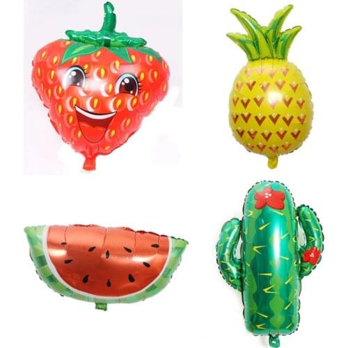 Summer Pineapple Watermelon Strawberry Fruit Cactus Plant Foil Balloon Aluminum Kids Birthday Dancing Pool Party Decoration