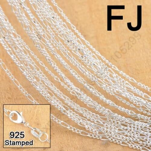 Factory Price 20Pcs 18" Genuine Pure 925 Sterling Silver Jewelry Figaro Link Necklace Chains Lobster Clasps