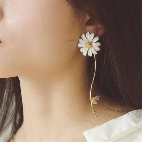 Women Drop Stud Flower Jewelry Ear Dangle Long Earrings Sunflower Fashion Gift