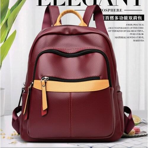 Fashion PU Womens Backpack for Female Student Anti Theft School Bag Vintage PU Leather Large Capacity Bagpack Ladies Backpacks