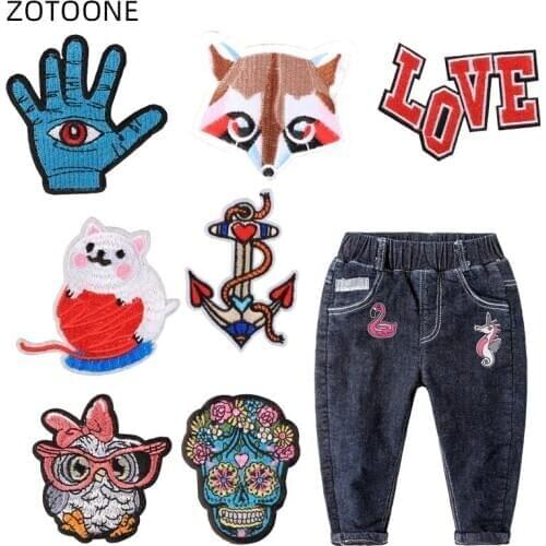 ZOTOONE Iron on Animal Patch for Clothes Jeans Sew on Embroidered Letter Patches for Clothing DIY Badge for Kids Fabric Applique