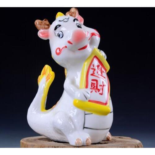 12 zodiac zodiac features rat dog and pig Wealth and feng shui decoration Ceramics is placed crafts sculpture statues Home