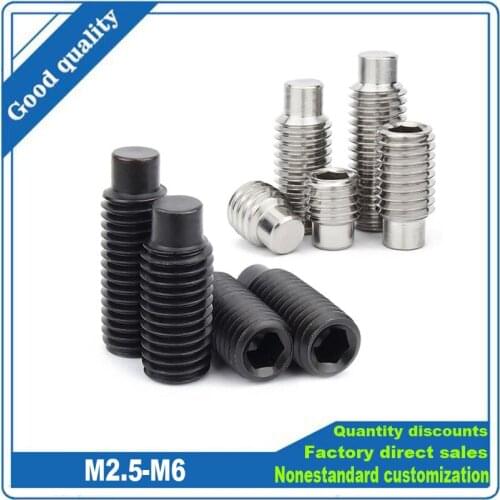 50X 304 Stainless Steel Black 12.9 Grade Hex Hexagon Socket Set Screw with Dog Point Grub Convex End Bolt M2.5 M3 M4 M5M6 DIN915