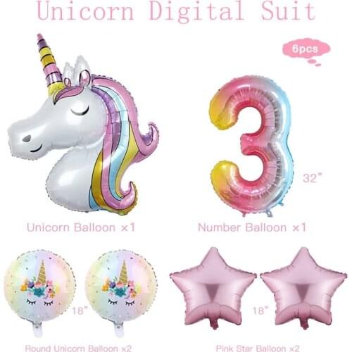 6 pink gradient balloons 32 inch digital birthday party decoration unicorn theme party decoration children balloon supplies