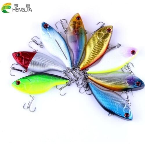 HENGJIA 8pcs 7.5cm 18.6g Multi colors hard plastic vib fishing lures wobbler crankbaits pike carp swimbaits trout catfish