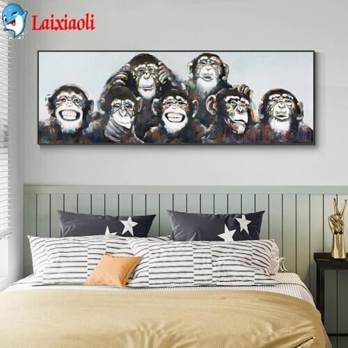 Abstract Funny Monkey 5D Diamond Painting Animal Full Drill Diamond Embroidery Cross Stitch Kit Beaded Rhinestones Handicraft