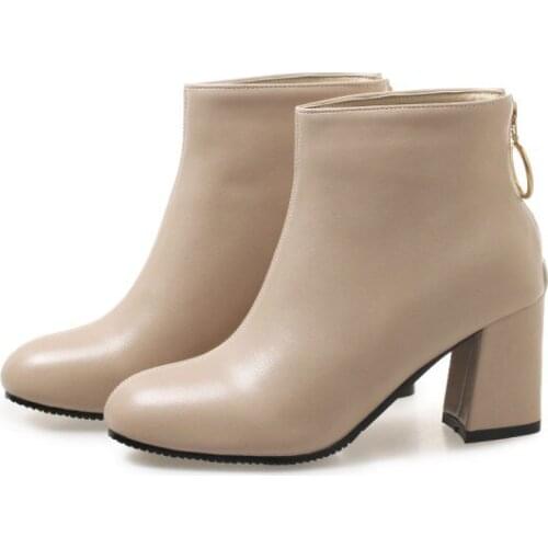 Big Size Top fashion 0 sets of thick heel zipper stitching 0 sets of fashion middle heel boots