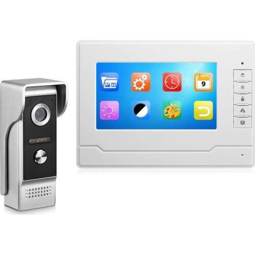 7" Color Wired Video Intercom Video Doorbell Outdoor Camera 1000TVL Visual Intercom Remote Unlock Video Door Phone