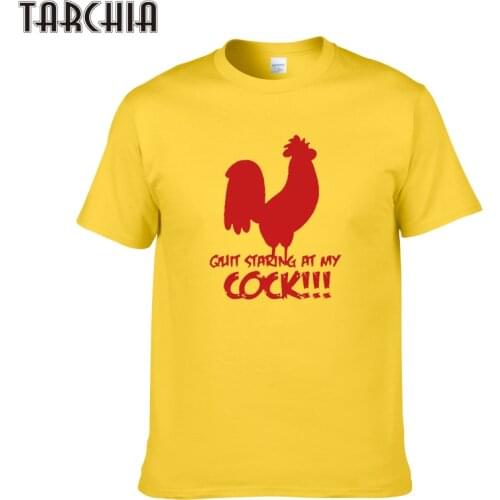 TARCHIA 2021 New Fashion Summer t-shirt Cotton Quit Staring Cock Tops Tees Men Short Sleeve Boy Casual Homme Tshirt T Shirt Plus
