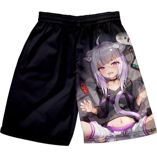 HOLOLIVE VTuber Nekomata Okayu 3D Print Summer Holiday Women/Men Elastic Waist Streetwear Shorts Kawaii Beach Shorts pants