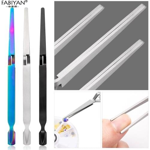Nail Art Stainless Steel Cross Lock Shaping Tweezers Manicure Finger Tool Picking Rhinestone UV Gel Multi-Function Clip Tips