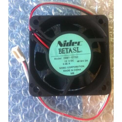 NIDEC 60*60*25mm DC 12V 0.25A D06T-12TS2 6CM 2 Wire Chassis Power Supply Inverter Cooling Fan