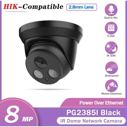 Hikvision Compatible 4K Video Surveillance Camera Outdoor IP66 8MP IR30m Built-in Mic H.265 POE Security Protection Video Camera