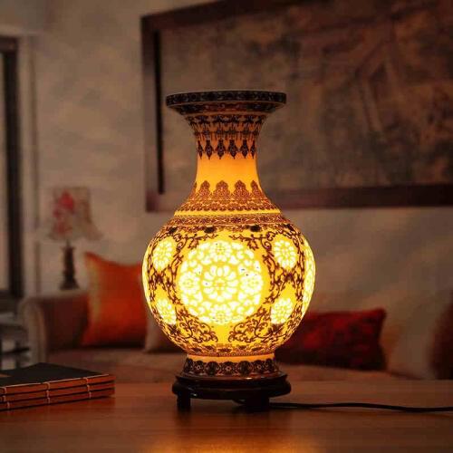 China Antique Living Room Vintage Table Lamp Porcelain Ceramic Table Lamp wedding decoration round table lamp