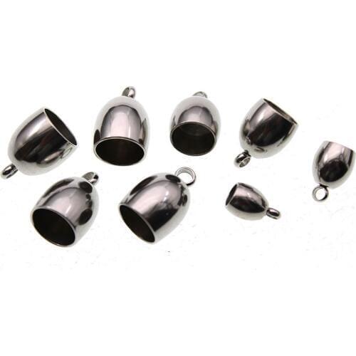 10pcs 4 5 6 7 8 mm Hole Stainless Steel End Caps Tassel Leather Cord End Crimp Caps for Bracelet Connectors for Jewelry Making