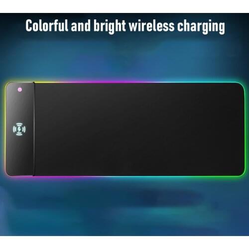 RGB Light Mouse Pad 15W Wireless Charging for Mobile Phone Desk-mat Keyboard Mat Colorful Surface Mousepad for Android IOS Phone