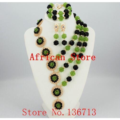 Pretty Nigerian Wedding African Beads Jewelry Set Crystal Necklace Bridal Jewelry Sets Statement Necklace Free Shipping BC303-1