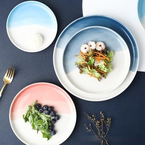Creative Gradient Nordic Ceramic Tableware Western Food Plate Steak Plate Pasta Plate Family Hotel Rice Bowl Noodle Bowl Salad
