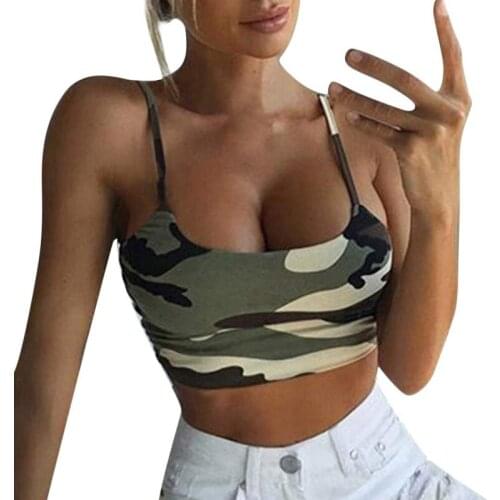 Sexy Crop Top 2021 Fashion Women Camouflage Sleeveless Tank Top Bustier Bra Vest Crop Top Blouse T Shirt ropa mujer