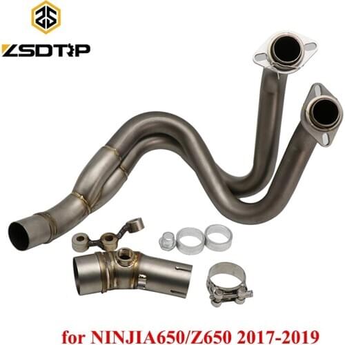 ZSDTRP Modified Motorcycle Middle Muffler Exhaust Pipe Full System Modified Front Pipe Tube For NINJIA650/Z650 2017-2019