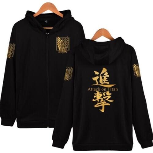Anime Attack on Titan Men Hoodies Sweatshirts Unisex Cosplay Costume Streetwear Hip Hop Fleece Zipper Hooded Jacket Outerwear
