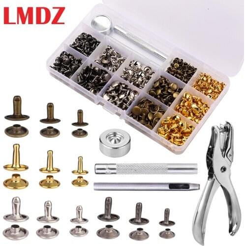 LMDZ Leather Snap Fasteners Kit 480PCS Metal Button Snaps Press Studs 4 Color Leather Snaps for Clothes Jackets Jean Wear Bags