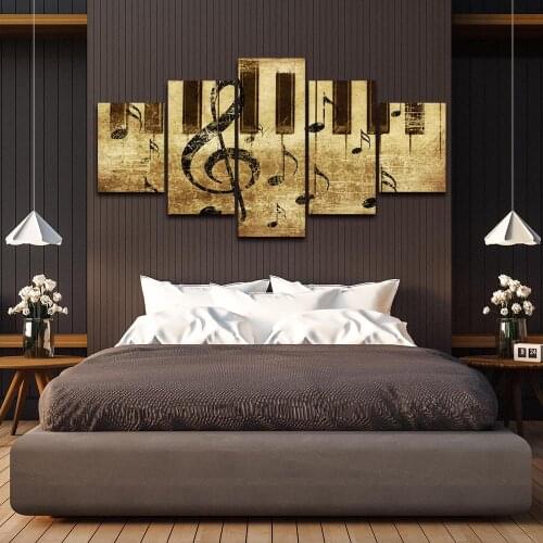 No Frame Wall Art HD Prints Canvas Painting Music Notes and Piano Keys Poster Pictures Nordic for Living Room Home Bar Decor