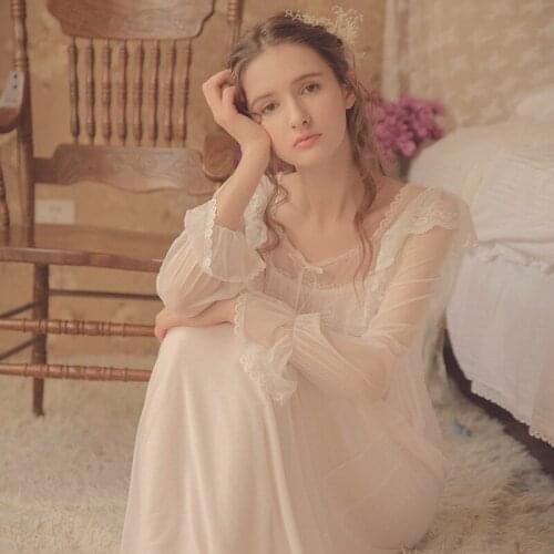 Nightwear for Women Nightgown Long Dress Sleepwear Homewear Dress Medieval Woman Lace Night Dress Princess Sleepwear Retro Sexy