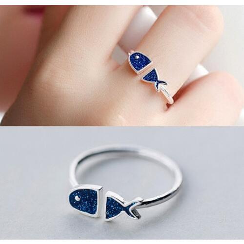 New Arrivals Silver Color Fish Rings for Women Adjustable Size Finger Wedding Ring Fashion Jewelry