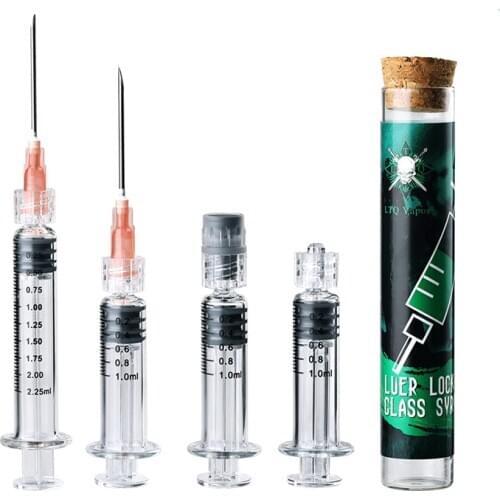 Original LTQ-Vapor Luer Lock Glass Syrince with Needle Head 1/2.0ml Capacity for Thick Oil E-Liquid Juice Measure & Clean Safe