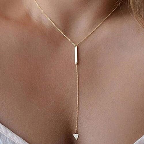 Necklace Delicate Anti-rust Alloy Geometric Triangle Tassel Pendant Women Jewelry for Shopping Necklace Pendant Chain Necklace