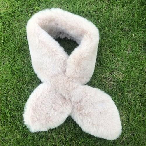 2021 Sale Scarf Female Autumn and Winter New Fur Rabbit Plush Thick Warm Scarf Solid Color