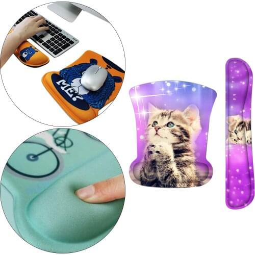 Silicone Mouse Pad and Wrist Support Set Non Slip Guard Bracer Memory Foam for Computers Laptop Relieve Wrist Pain Office Use