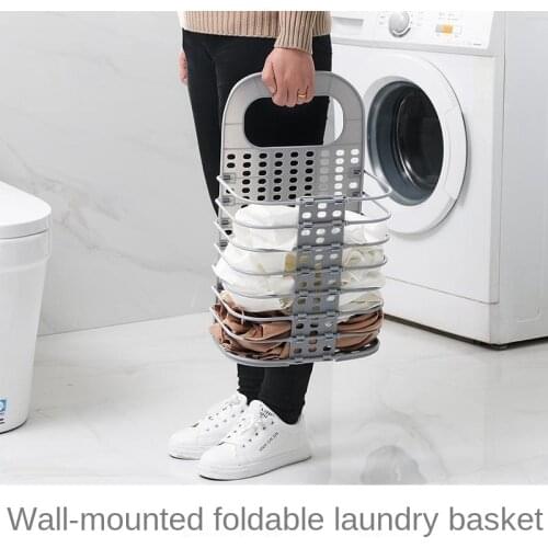 Folding Dirty Clothes Basket Storage Basket Household Wall-mounted Dirty Clothes Basket Bathroom Clothes Storage Basket Simple