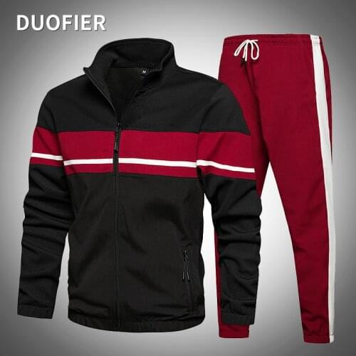 Men Casual Sets Autumn Tracksuit Fashion Sportswear Zipper Jacket + Sweatpants Male Fashion Colorblock Jogging Suit Outfits Gym