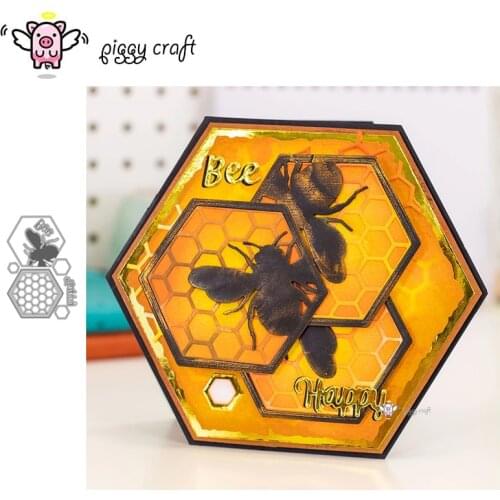 Piggy Craft metal cutting dies cut die mold Honeycomb bee frame letters Scrapbook paper craft knife mould blade punch stencil