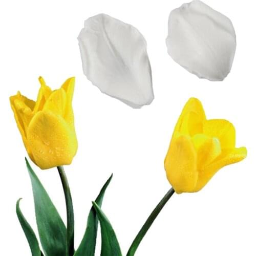 Tulip Double-sided Groove Stamper Fondant Cakes Decor Tools Silicone Molds Sugarcraft Chocolate Baking Tools Cakes Gumpaste Form