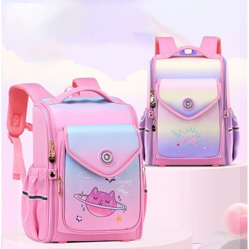 Backpack for Elementary School Girl Waterproof Uinicorn Mermaid Pink Sac Enfant School Bags Starry Sky Gradient Kids Backpack