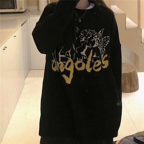 Sweaters Women Streetwear vintage Knitted Y2K Pullover Jacquard gothic Fashion Hip Hop Harajuku Oversized Outwear Jumper Top