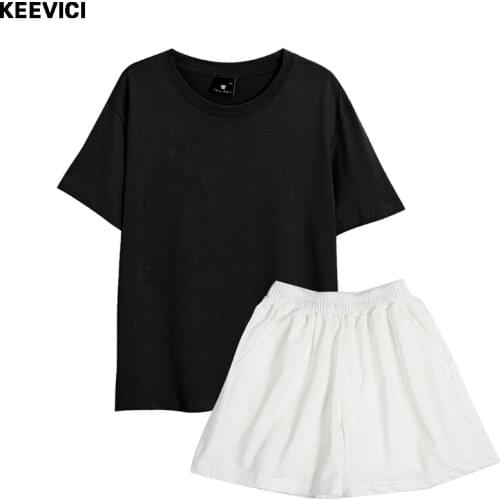 Ladies Pink Two Peices Set Summer Solid Tracksuits Pajamas Womens Cotton Leisure Outfits Oversized Crewneck Nightie Shorts Suits