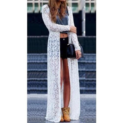 Women Pretty Lace Dress Cover-up Summer Cardigan Beach White Dress Lady 2019 Sexy New Hot Summer robe femme ropa mujer Elegant