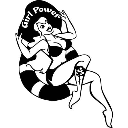 10.7*14CM Sexy Power Girl Funny Zero Defect Vinyl Decal Car Sticker Silhoutte Fashion Design Black/Silver C20-0632