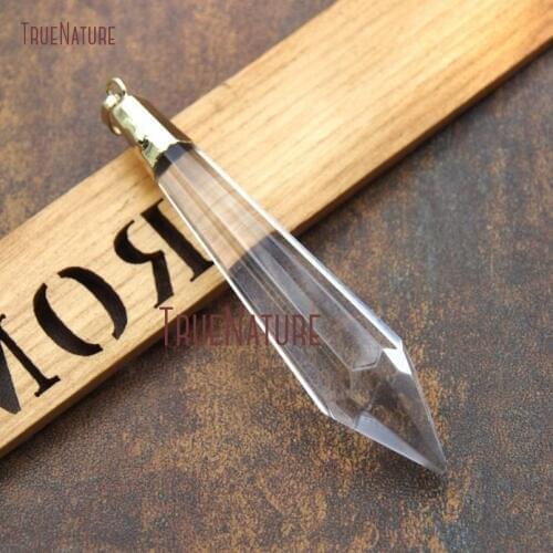 10Pcs Designer Glass Crystal Pendant Gold Color Faceted Stud Pendant For Less 82x17mm PM13679