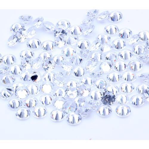1000pcs AAAAA+ 0.8mm-4mm White CZ Stone Round Cut Beads Cubic Zirconia Synthetic Gems For DIY Craft 3D Jewelry Decorations